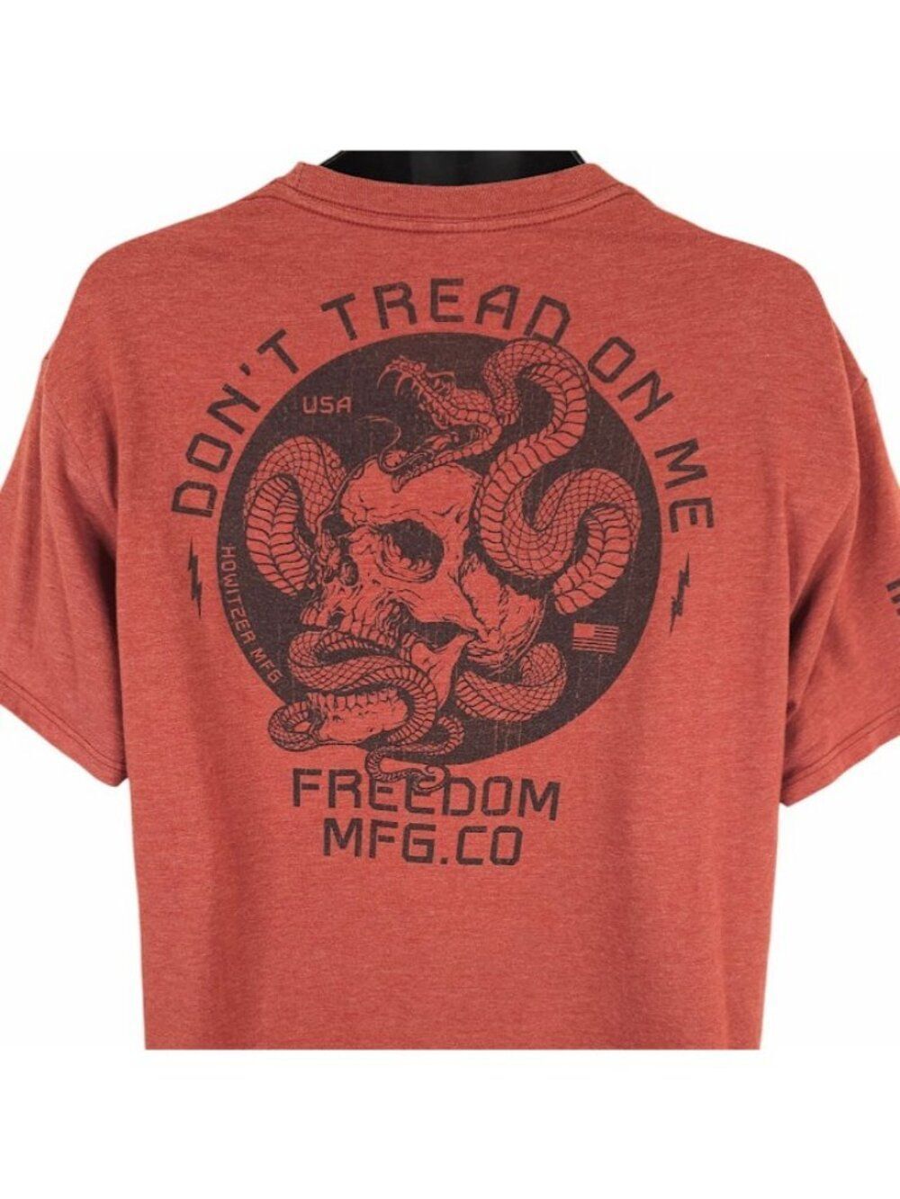 Howitzer T Shirt Mens Size XL Orange Dont Tread On Me Skull Snake Freedom MFG Co